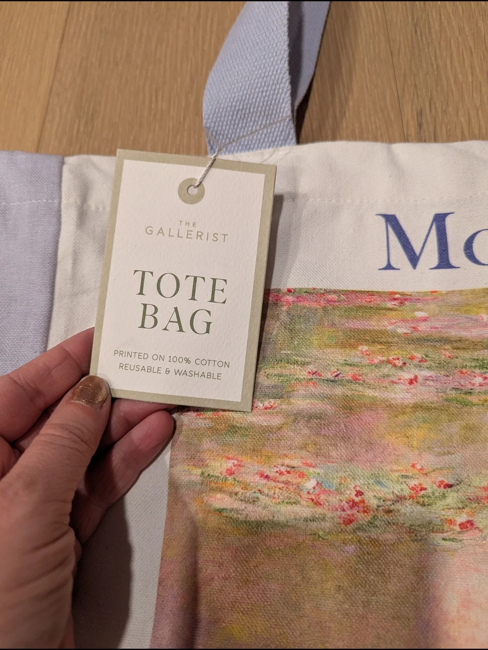 Monet Water Lilies Canvas Tote - Pastel Lavender & Cream
